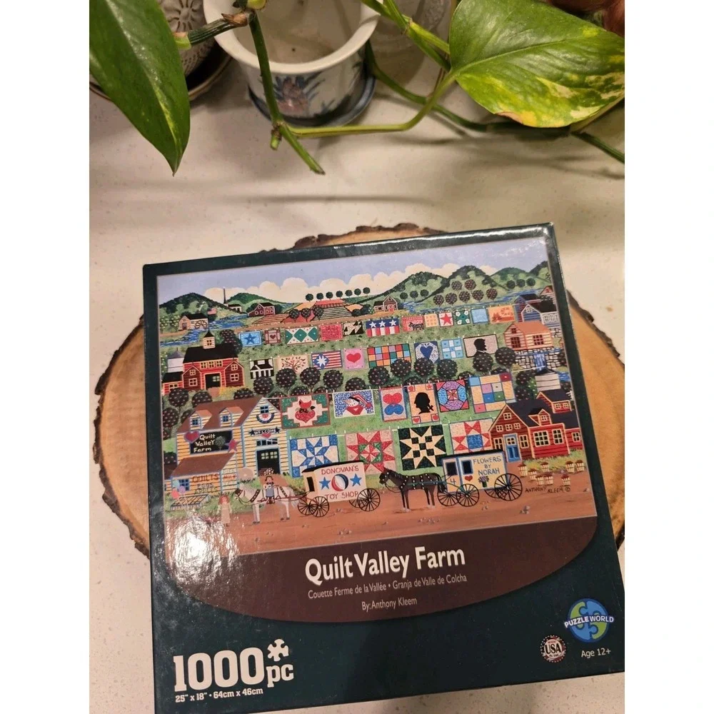 Anthony Kleem 1000 Pc Vibrant Jigsaw Puzzle Quilt Valley Farm  25